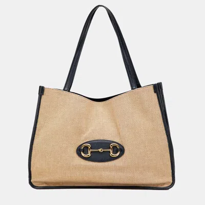 Pre-owned Gucci Brown Medium Canvas Horsebit 1955 Tote