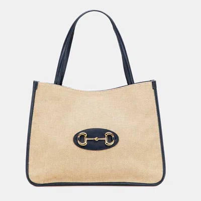Pre-owned Gucci Brown Medium Canvas Horsebit 1955 Tote