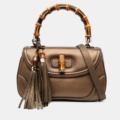Pre-owned Gucci Brown Medium Leather New Bamboo Satchel
