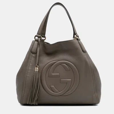 Pre-owned Gucci Brown Medium Leather Soho Cellarius Tote