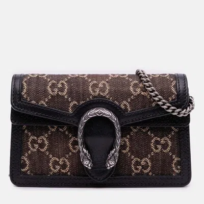 Pre-owned Gucci Brown Mini Gg Denim Dionysus Crossbody