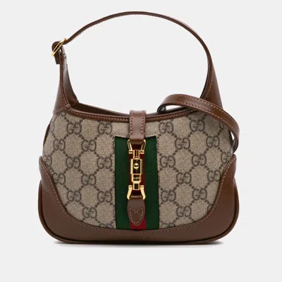 Pre-owned Gucci Brown Mini Gg Supreme Jackie 1961 Crossbody
