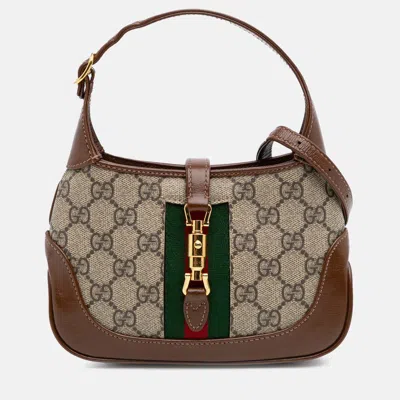 Pre-owned Gucci Brown Mini Gg Supreme Jackie 1961 Crossbody