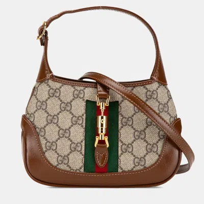 Pre-owned Gucci Brown Mini Gg Supreme Jackie 1961 Crossbody Bag