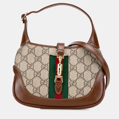 Pre-owned Gucci Brown Mini Gg Supreme Web Jackie 1961 Crossbody