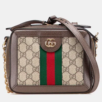 Pre-owned Gucci Brown Mini Gg Supreme Web Ophidia Satchel