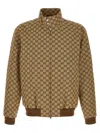Gucci Monogram Zip-up Bomber Jacket In Brown