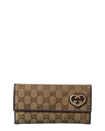 Gucci Brown Monogram Canvas Gg Wallet (authentic Pre-loved)