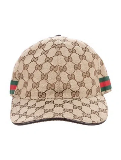 Pre-owned Gucci Brown Monogram Web Design Baseball Cap