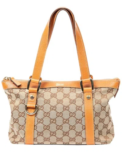 Gucci Brown Monogrammed Canvas Mini Abbey Shopper (authentic Pre-loved) In Neutral