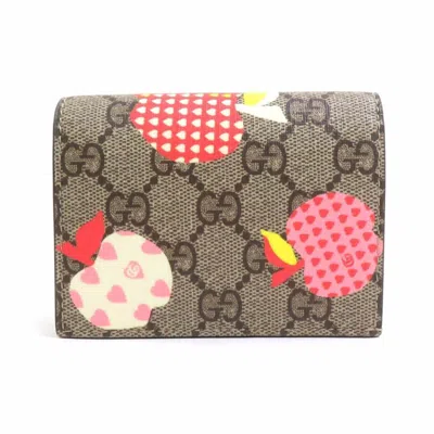 Pre-owned Gucci Brown Multi-color Gg Supreme Wallet (bi-fold) ()