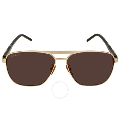 Gucci Brown Navigator Men's Sunglasses Gg1164s 002 58