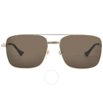 Gucci Brown Navigator Men's Sunglasses Gg1441s 002 58 In Brown / Gold