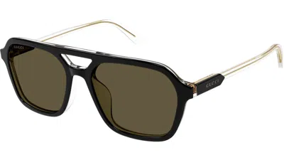 Gucci Brown Navigator Men's Sunglasses Gg1823sa 003 57 In Yellow