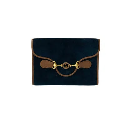 Pre-owned Gucci Brown Navy Suede Wallet (bi-fold) ()