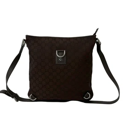 Pre-owned Gucci Brown Nylon Leather Pochette Shoulder Bag ()