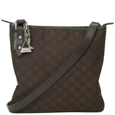 Pre-owned Gucci Brown Nylon Leather Shoulder Bag ()