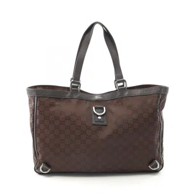 Pre-owned Gucci Brown Nylon Leather Tote Bag ()