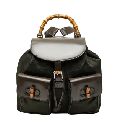 Pre-owned Gucci Brown Nylon Patent Leather Backpack ()