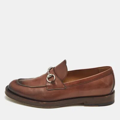 Pre-owned Gucci Brown Ombre Leather Horsebit Loafers Size 42
