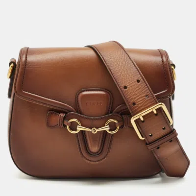Pre-owned Gucci Brown Ombre Leather Medium Lady Web Shoulder Bag