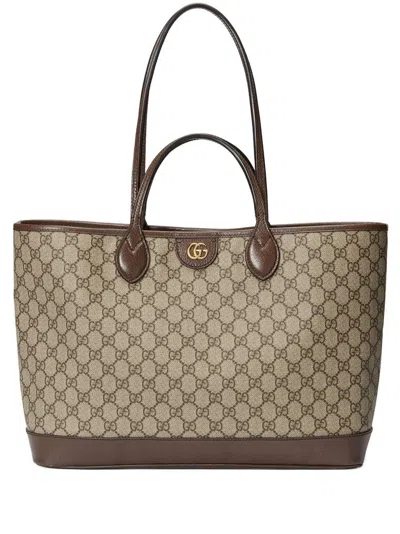 Gucci Brown Ophelia Medium Tote Bag In 8358 Beige