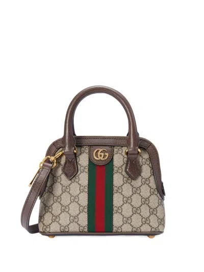 Gucci Mini Ophidia Gg Supreme Top-handle Bag In Brown