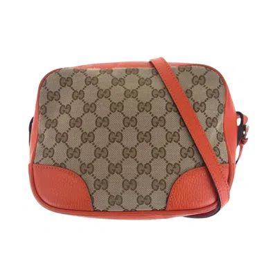 Pre-owned Gucci Brown Orange Gg Canvas Leather Pochette Shoulder Bag ()