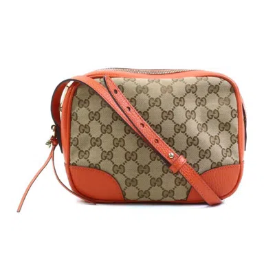 Pre-owned Gucci Brown Orange Gg Canvas Leather Shoulder Bag () In Multi