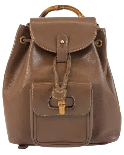 Pre-owned Gucci Brown Others Bamboo Backpack (authentic Pre-loved)