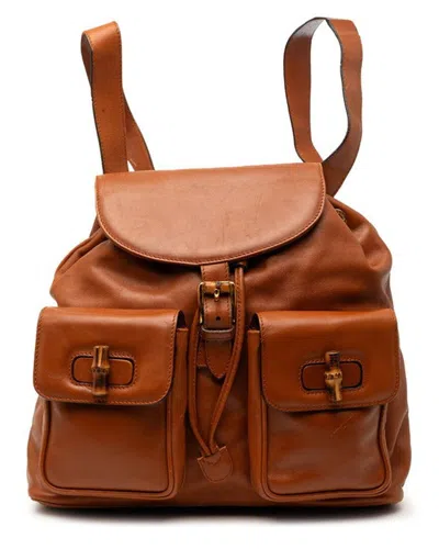 Pre-owned Gucci Brown Others Bamboo Backpack (authentic Pre-loved)