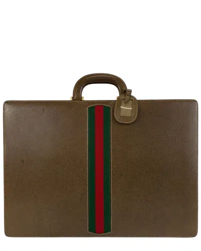 Pre-owned Gucci Brown Others Sherry Line Briefcase (authentic Pre-loved)