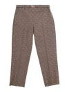 Gucci Brown Pants With Gg Motif And Belt In Wool Girl In Brown