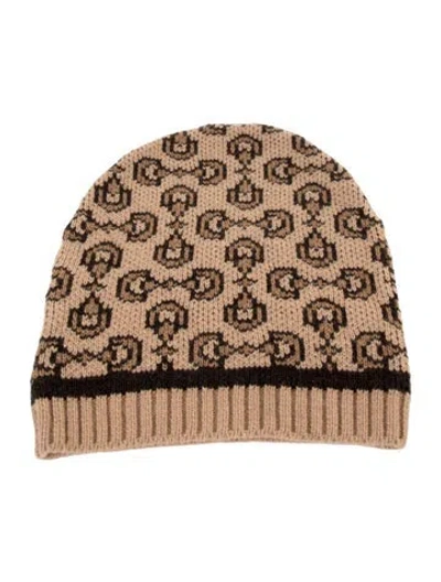 Pre-owned Gucci Brown Patterned Beanie In Neutral