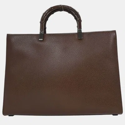 Pre-owned Gucci Brown Pigskin Bamboo Tote Bag