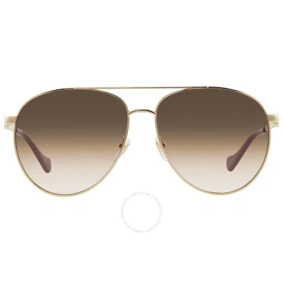 Gucci Brown Pilot Ladies Sunglasses Gg1088s 002 61 In Brown / Gold