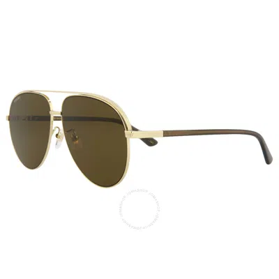 Gucci Brown Pilot Men's Sunglasses Gg1098s 002 62 In Gold