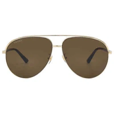 Pre-owned Gucci Brown Pilot Men's Sunglasses Gg1098s 002 62 Gg1098s 002 62