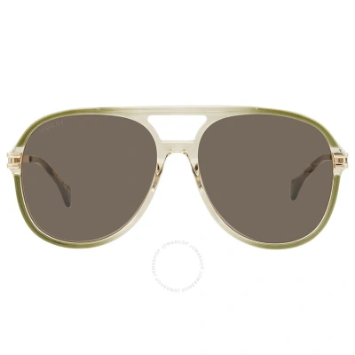 Gucci Brown Pilot Men's Sunglasses Gg1104s 003 61 In Brown / Gold
