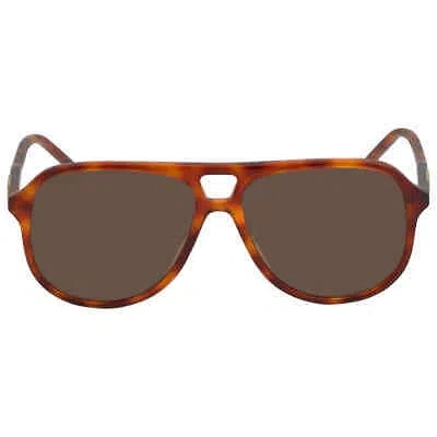 Pre-owned Gucci Brown Pilot Men's Sunglasses Gg1156s 003 57 Gg1156s 003 57