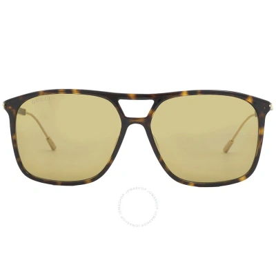 Gucci Brown Pilot Men's Sunglasses Gg1270s 002 60 In Brown / Gold / Tortoise