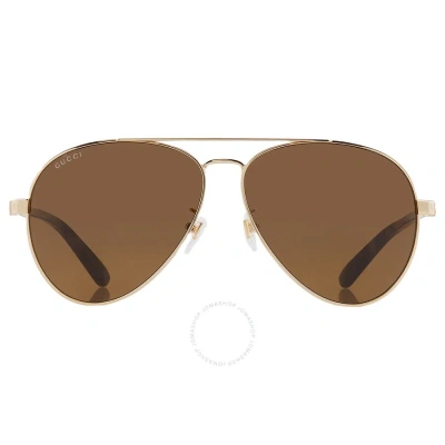Gucci Brown Pilot Men's Sunglasses Gg1288sa 002 61