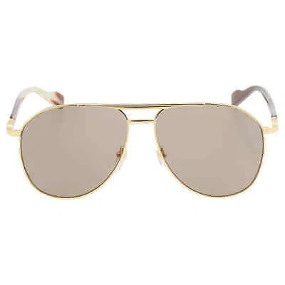 Pre-owned Gucci Brown Pilot Unisex Sunglasses Gg1220s 002 59 Gg1220s 002 59