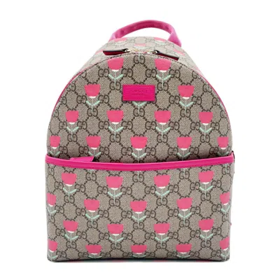 Pre-owned Gucci Brown Pink Gg Supreme Backpack () In Brown, Pink