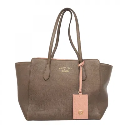 Pre-owned Gucci Brown Pink Leather Tote Bag () In Multi