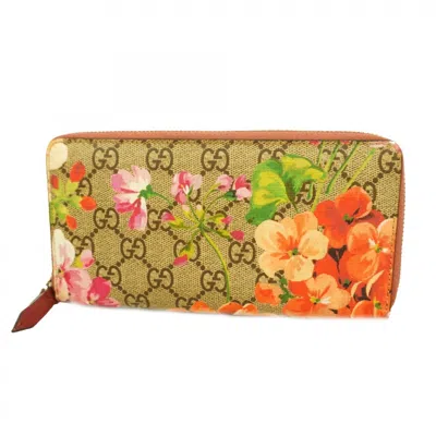 Pre-owned Gucci Brown Pink Pvc Long Wallet (bi-fold) () In Multi
