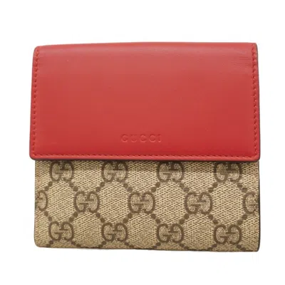Pre-owned Gucci Brown Pink Red Color Pvc Wallet (bi-fold) ()