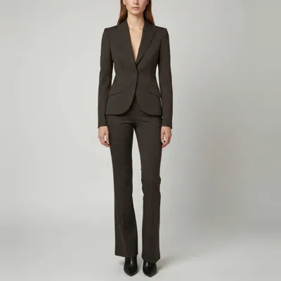 Pre-owned Gucci Brown Pinstripe Wool Blend Tailored Suit S