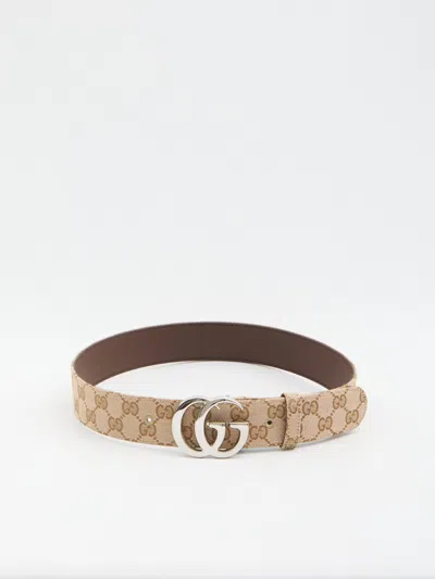 Gucci Brown Polyester Cotton Belt In Neutral