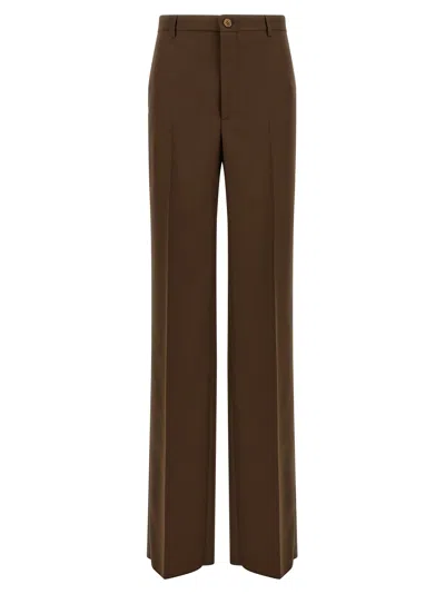 Gucci Wide-leg Tailored Trousers In Brown